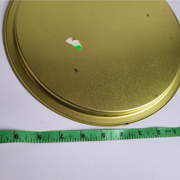 Christmas Serve Tray Tin Bells Starburst Holly Gold Vintage - Picture 5 of 6